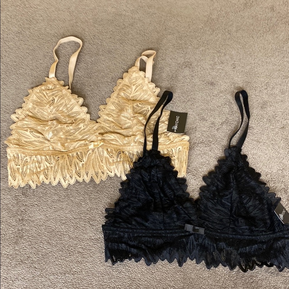 Ray Chic size small (2) pack of bralettes black and nude NWT